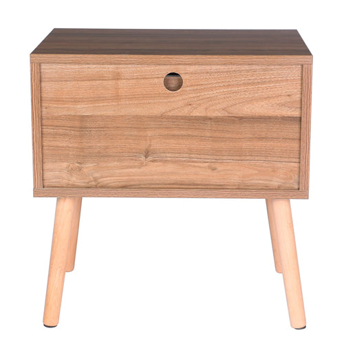 Wood Accent End Table Bedside Table With Drawer