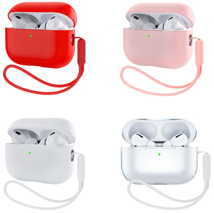 4 Pack AirPods Pro 2 Case (Red,Pink,White,Clear)