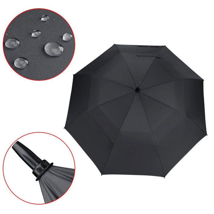 Double Canopy Vent Extra Large Golf Umbrella - Black