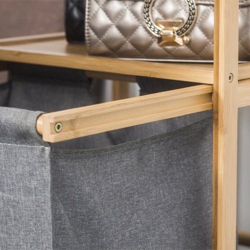 3 Tier Natural Bamboo Multifunctional 3 Drawer Basket Rack