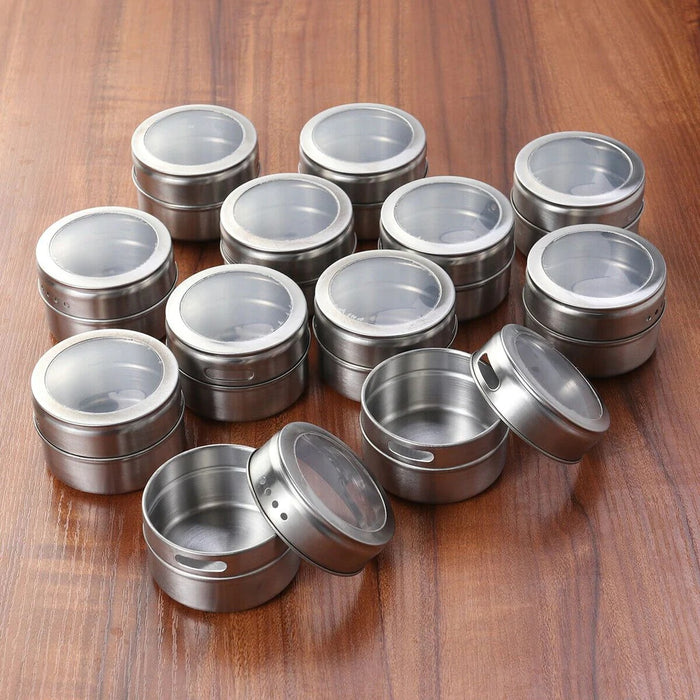 Stainless Steel Spice Jar Dispensers - 12 Pack