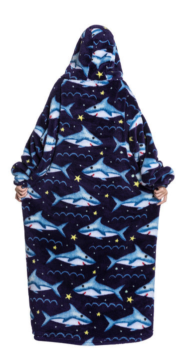 Adult Oversized Wearable Blanket Hoodie-Shark