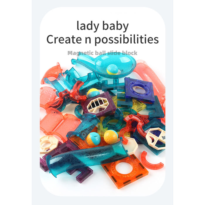 54Pcs Magnetic Tiles Marble Run STEM Building Toys