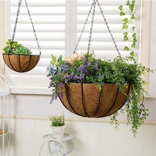 Metal Hanging Planter Basket With Coco Liner 2 Pack