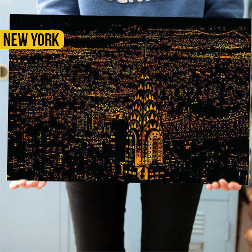 Creative Diy Scratch Bright View Drawing New York