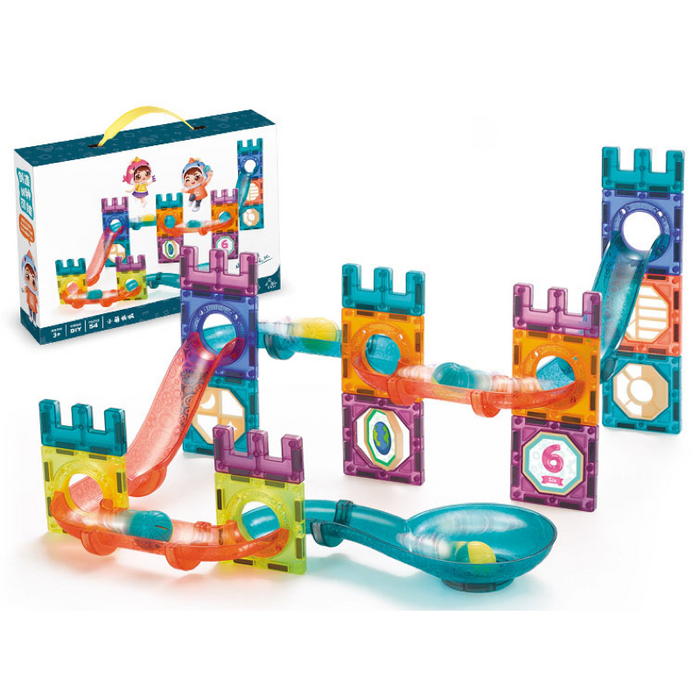 54Pcs Magnetic Tiles Marble Run STEM Building Toys