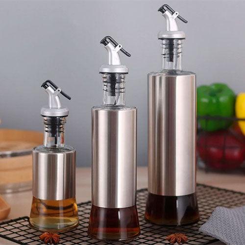 Stainless Steel Sauce Dispenser Bottles - 3 Piece Set