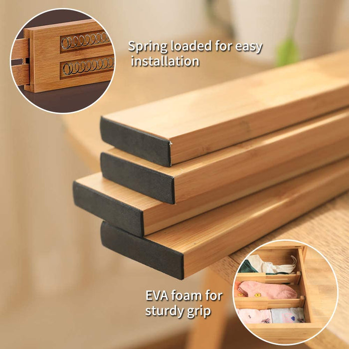 Bamboo Drawer Divider Organizers Expandable & Adjustable
