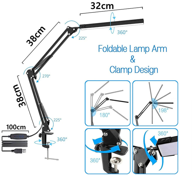 Clip On Swing Arm LED Desk Light