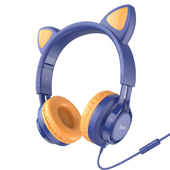 Hoco Wired Cat Ear Headset w Mic - Navy Blue