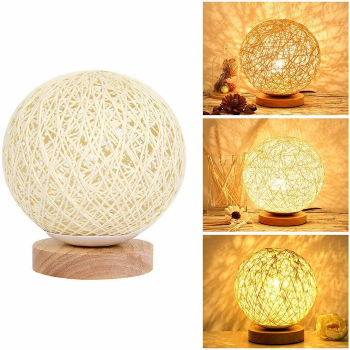 Wooden Rattan LED Table Lamp