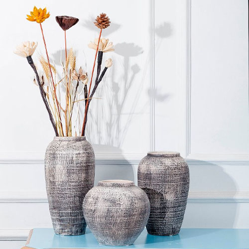 Retro Clay Home Decor Flower Vase Large