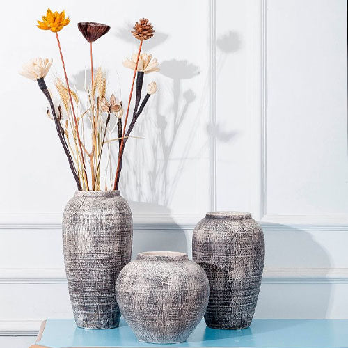 Retro Clay Home Decor Flower Vase Large