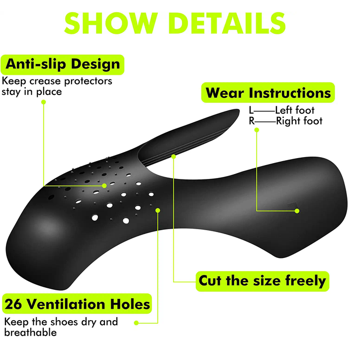 2 Pairs Anti Wrinkle Shoe Sneaker Crease Protector (Men's Size 40-45)