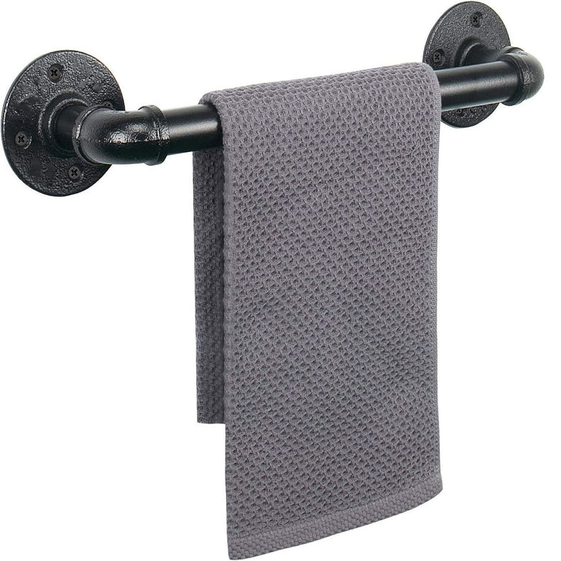 Industrial Pipe Towel Bar Black Matte — Off The Back NZ