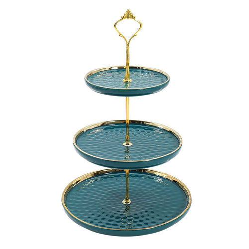 3 Tier Ceramic High Tea Stand Green — Off The Back