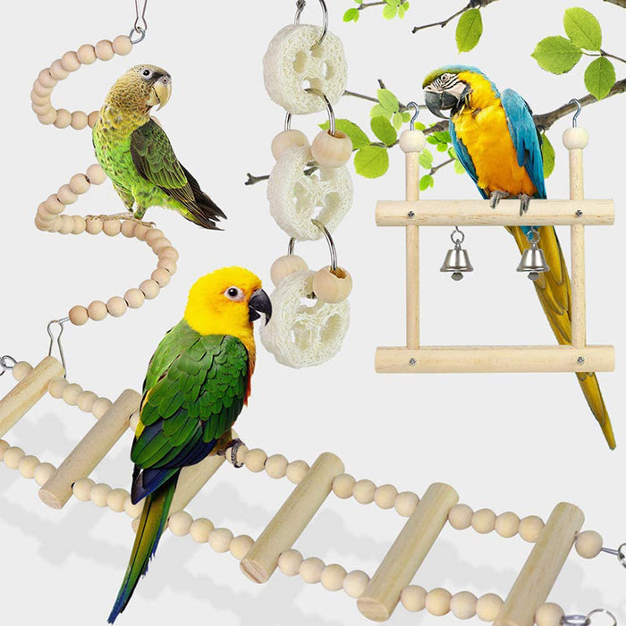 8 Piece Parrot Wood Chewing Toy Set