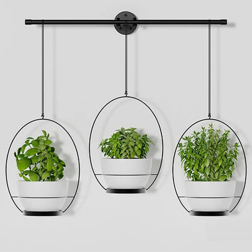 3 Pot Hanging Planter Herb Rack Black — Off The Back