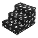 Three-step pet stair with a non-slip black surface decorated with white paw prints.