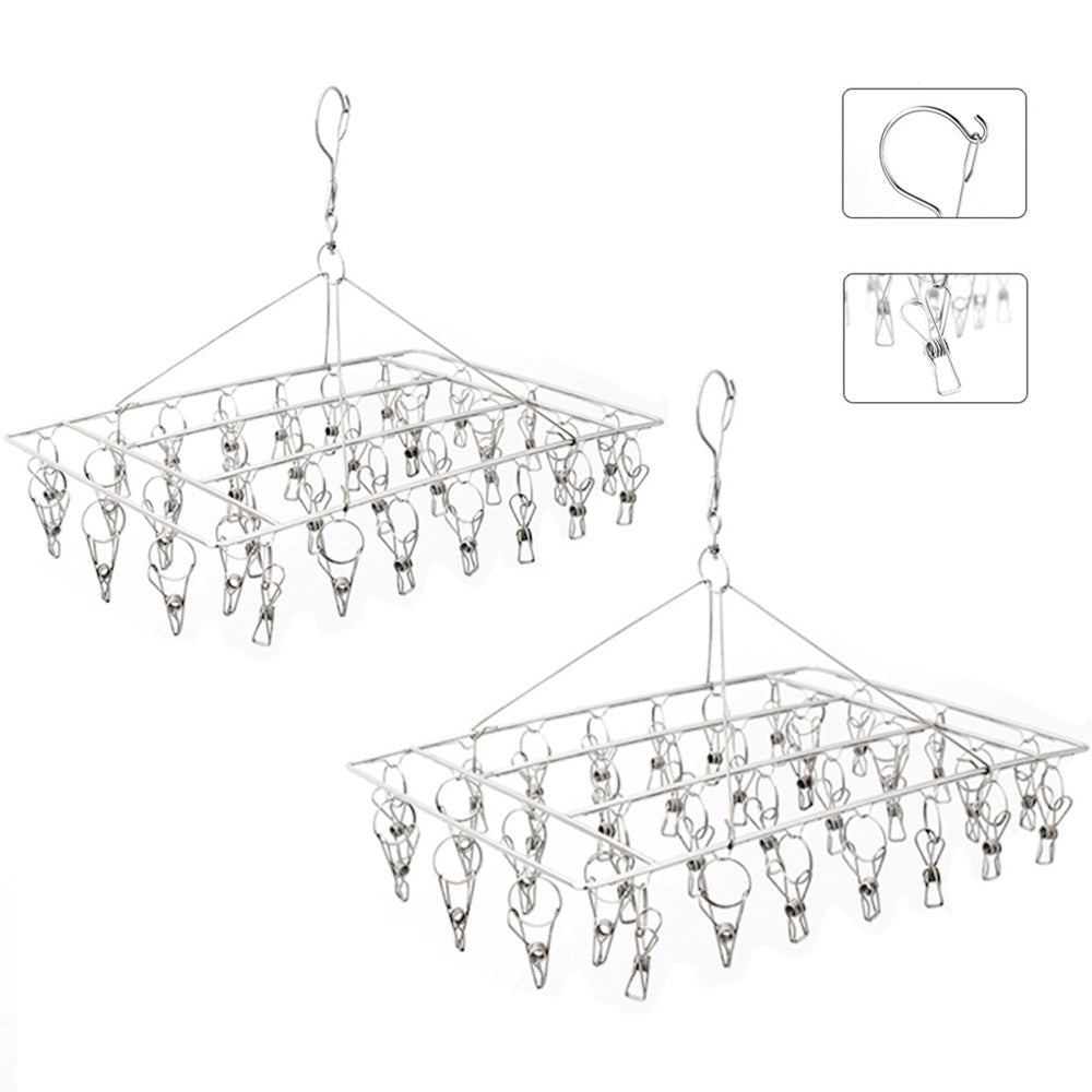 Stainless Steel Clothes Hanger with 36 Clips 2 Pack — Off The Back