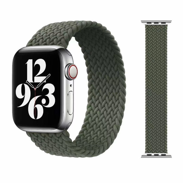 Green Solo Loop Nylon Band for Apple Watch 42/44/45mm - Stretchable, Adjustable, Sweat-Resistant & Water-Resistant