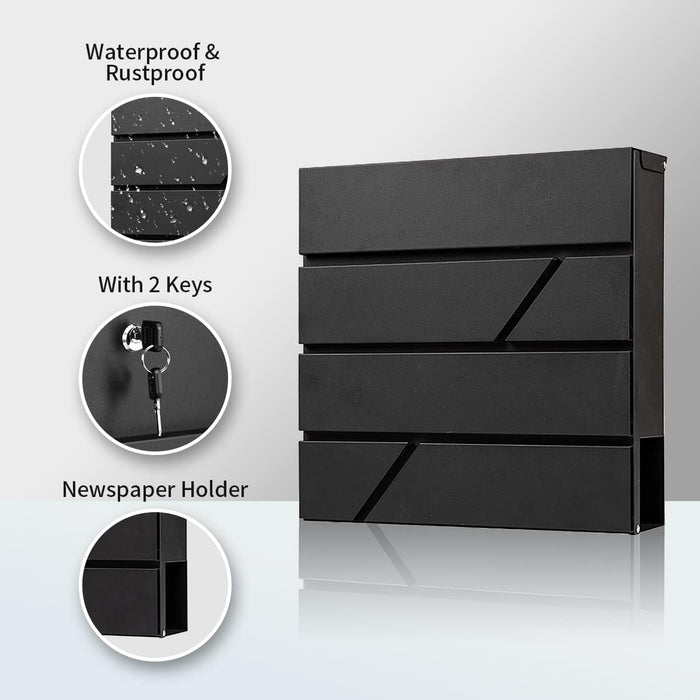 Large Paper Inbox Large Capacity Locking Mailbox with Newspaper Holder — Off The Back