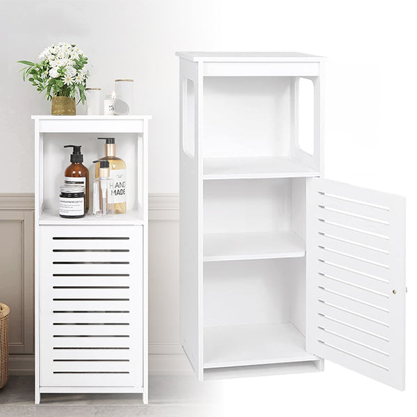 XL Carved Bathroom Storage Cabinet White Wood-Plastic NZ