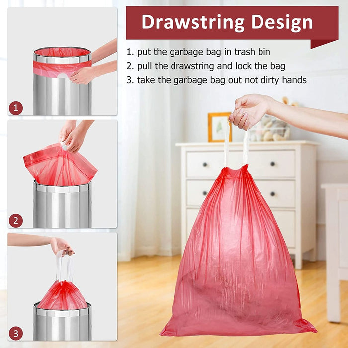 120 Piece Drawstring Trash Bags 45 X 50 cm - Red