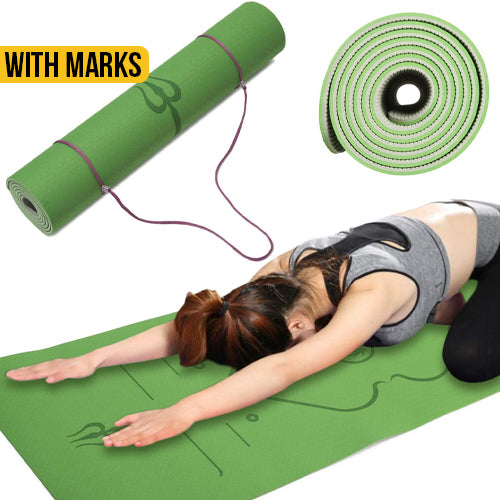 Yoga Mat With Alignment Marks Green — Off The Back